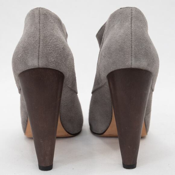 Cole Haan Gray Suede Wooden Cone Heel Ankle Boots Size 9.5 - Picture 4 of 12